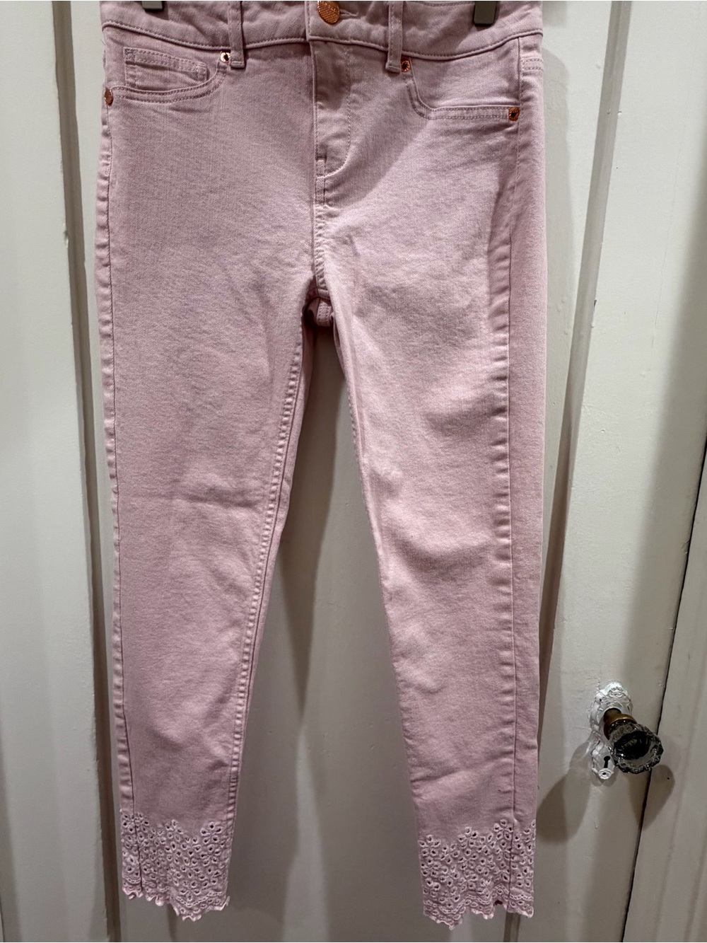 Ted Baker Light Pink Skinny Jeans with Lace Hem